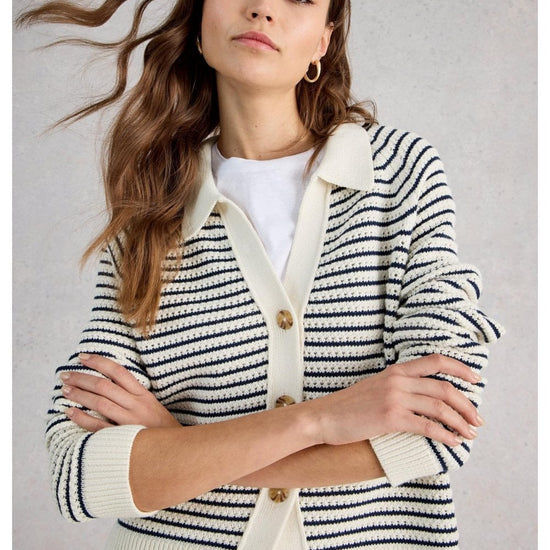 Young Ideas/Henmores - Chaterly Stripe Cardi - Ivory Multi - S