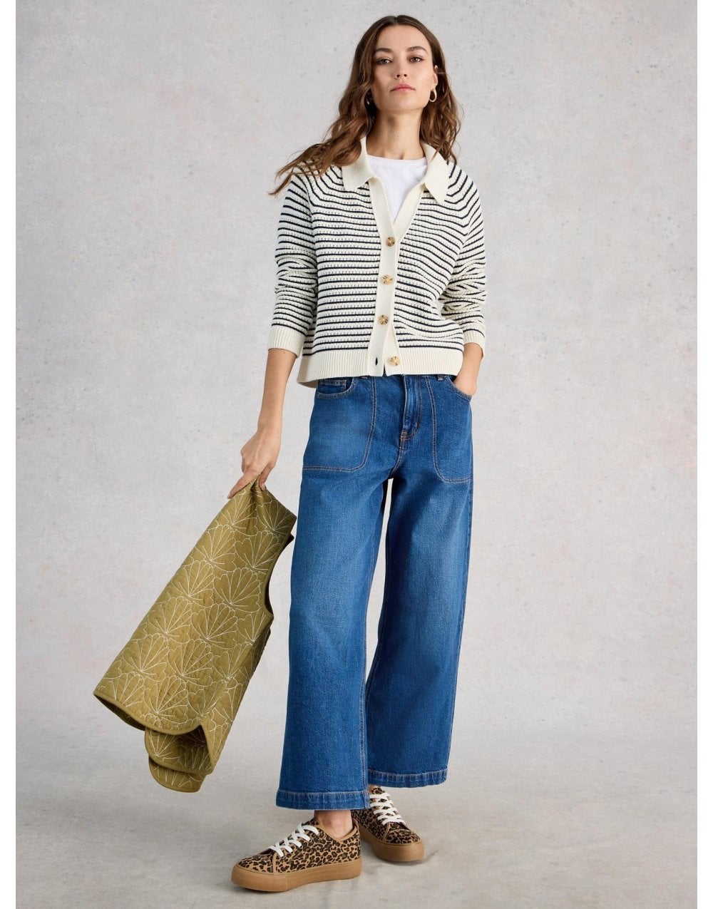 Young Ideas/Henmores - Chaterly Stripe Cardi - Ivory Multi - S