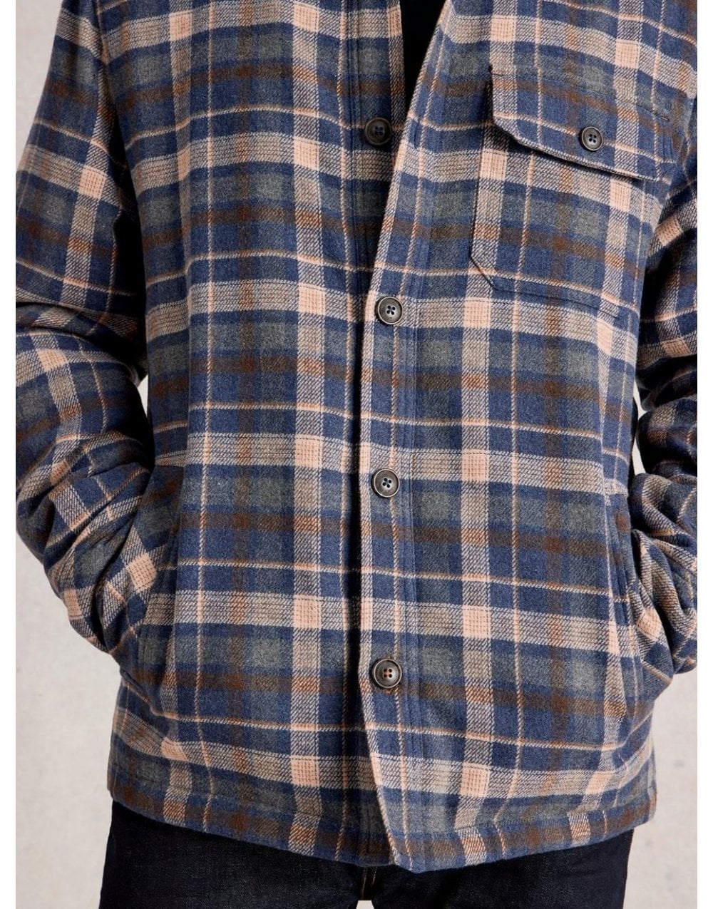 Young Ideas/Henmores - Check Borg Trucker Jacket - Blue Multi - S