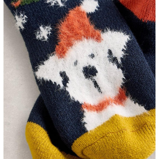 Young Ideas/Henmores - Christmas Dog Cabin Sock - Navy Multi - OS
