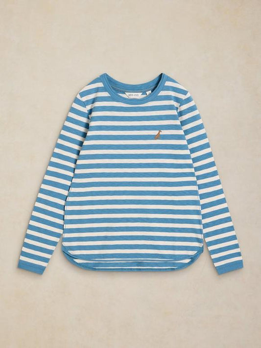Young Ideas & Henmores -Clara Stripe Embroidered Tee -Ivory Multi -8