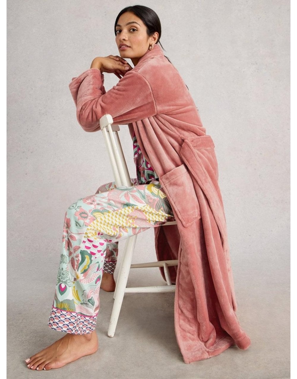 Young Ideas/Henmores - Clover Cosy Dressing Gown - Light Pink - S