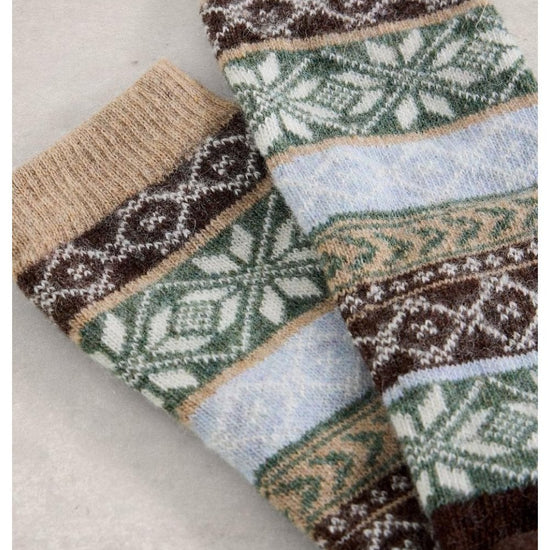 Young Ideas/Henmores - Cosy Mens Sock In A Box - Green Multi - OS