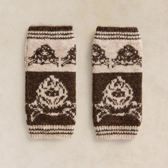 Young Ideas & Henmores -Cow Jacquard Fingerless Gloves -Natural Multi -OS