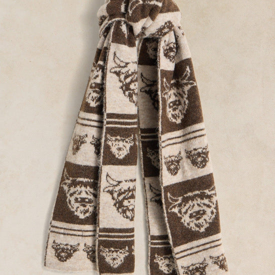 Young Ideas & Henmores -Cow Jacquard Scarf -Natural Multi -OS