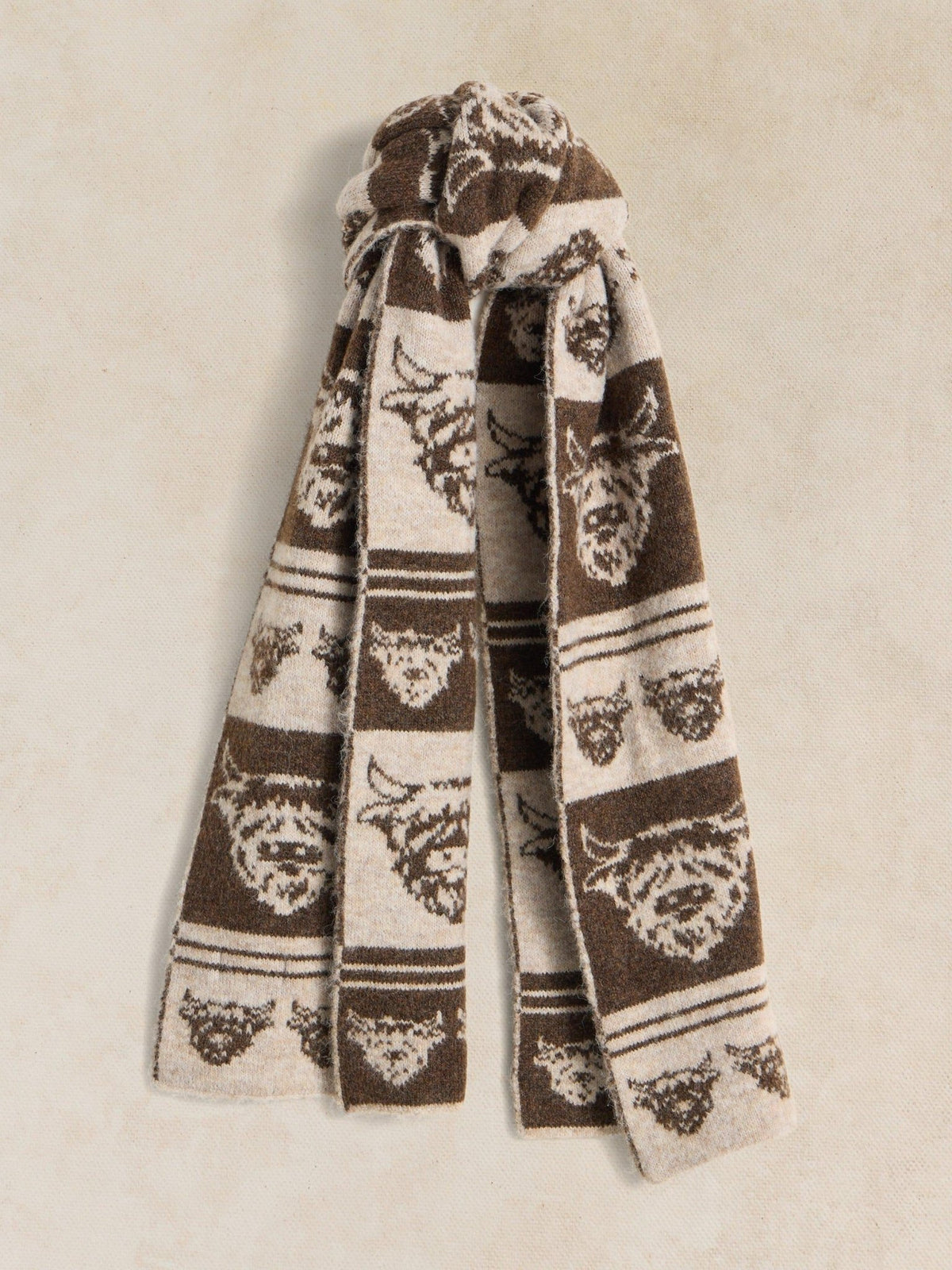 Young Ideas & Henmores -Cow Jacquard Scarf -Natural Multi -OS