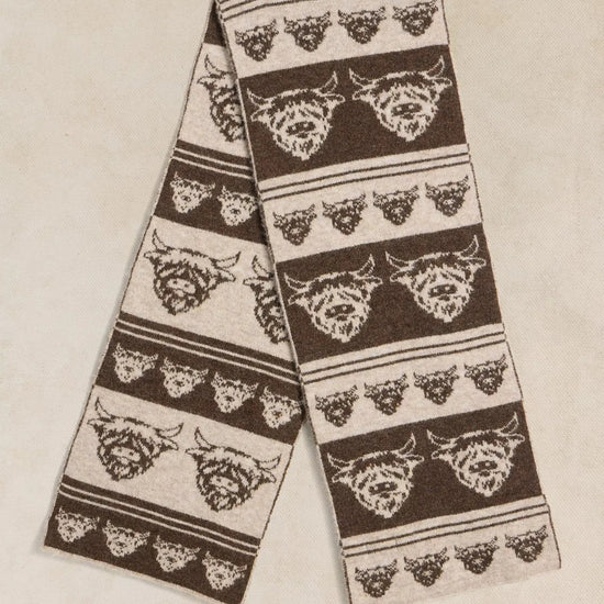 Young Ideas & Henmores -Cow Jacquard Scarf -Natural Multi -OS