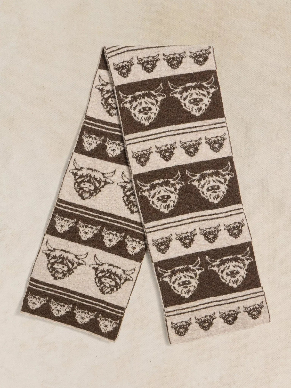 Young Ideas & Henmores -Cow Jacquard Scarf -Natural Multi -OS