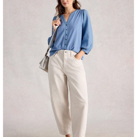 Young Ideas/Henmores - Daisy Dobby Mix Top - Mid Blue - 8