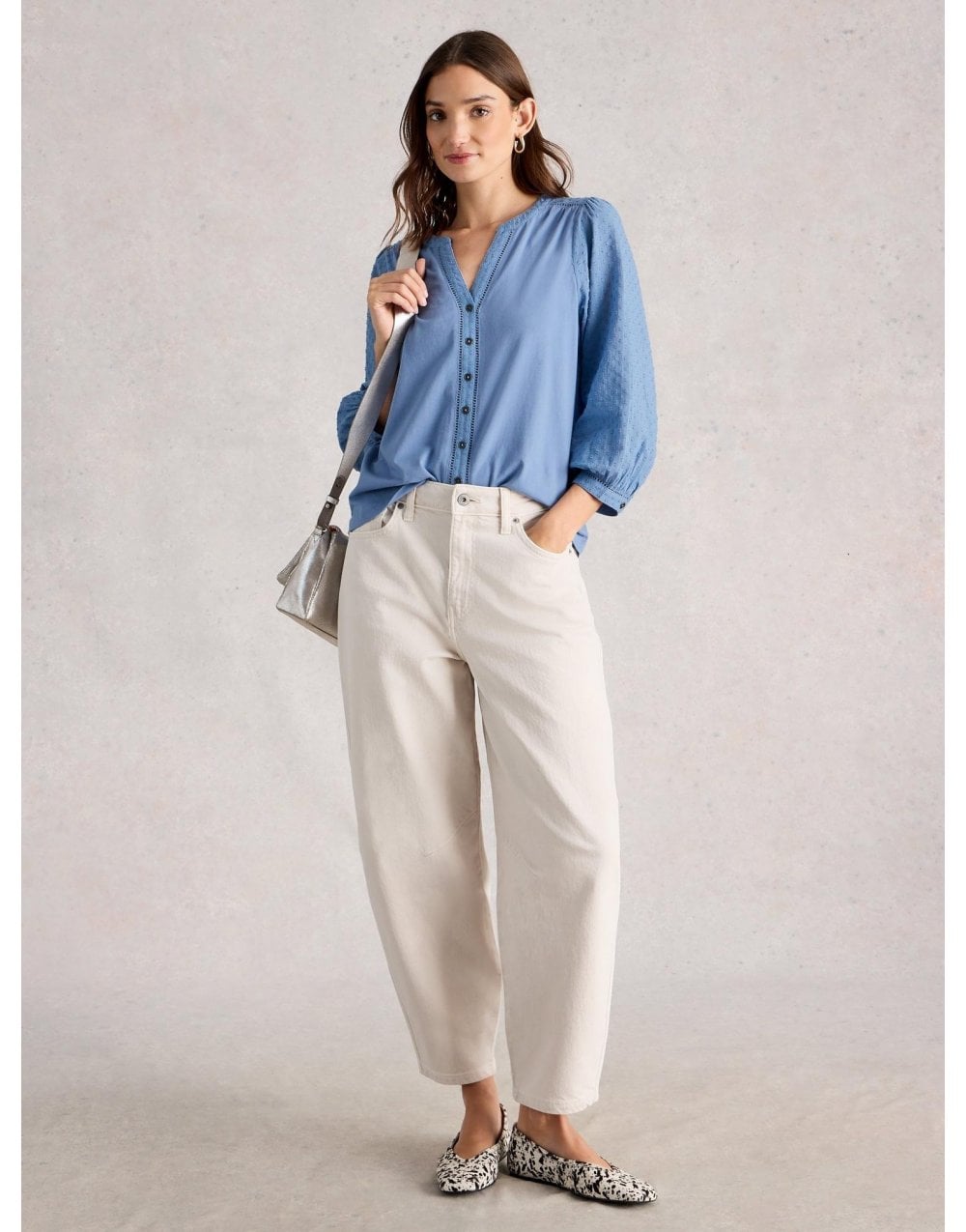 Young Ideas/Henmores - Daisy Dobby Mix Top - Mid Blue - 8