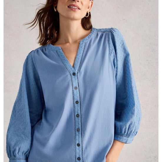 Young Ideas/Henmores - Daisy Dobby Mix Top - Mid Blue - 8