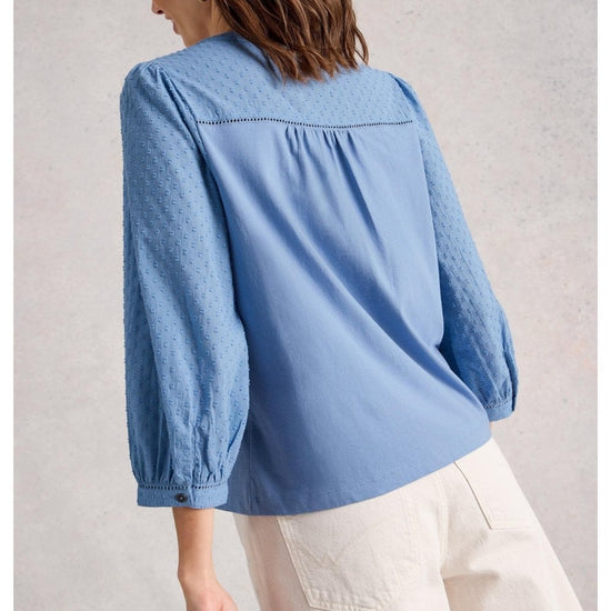 Young Ideas/Henmores - Daisy Dobby Mix Top - Mid Blue - 8