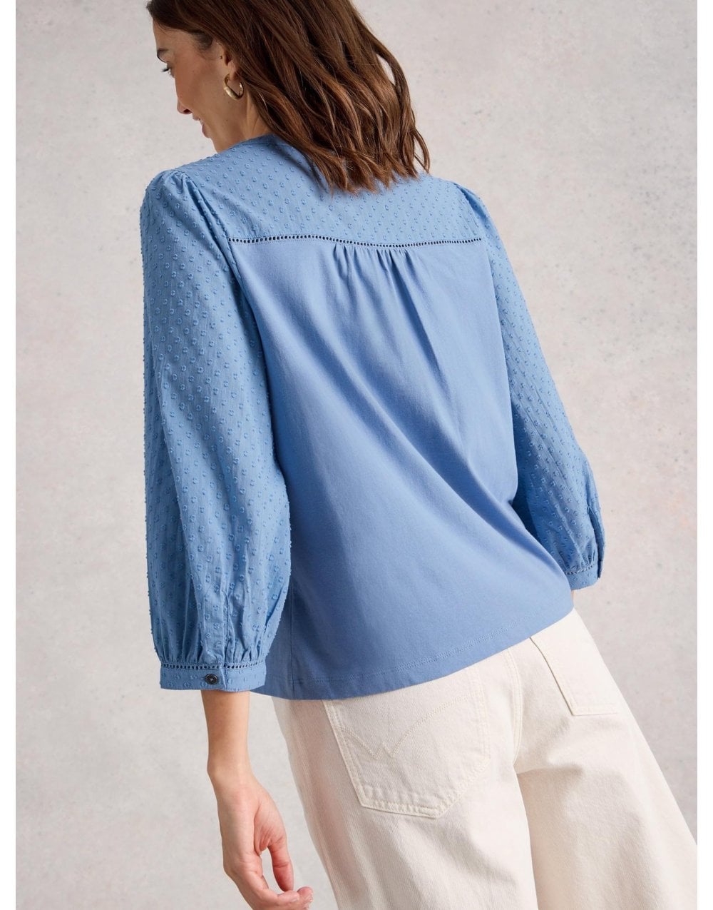 Young Ideas/Henmores - Daisy Dobby Mix Top - Mid Blue - 8