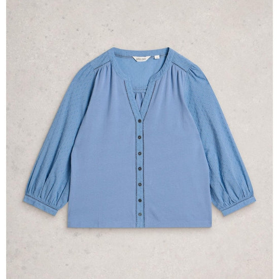 Young Ideas/Henmores - Daisy Dobby Mix Top - Mid Blue - 8