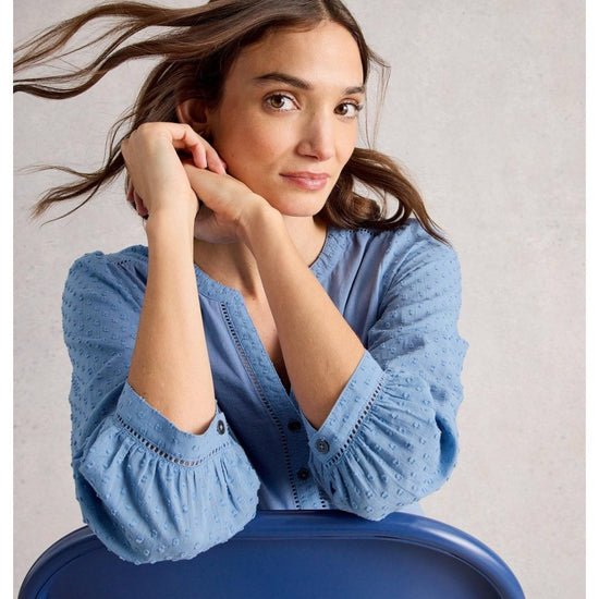 Young Ideas/Henmores - Daisy Dobby Mix Top - Mid Blue - 8