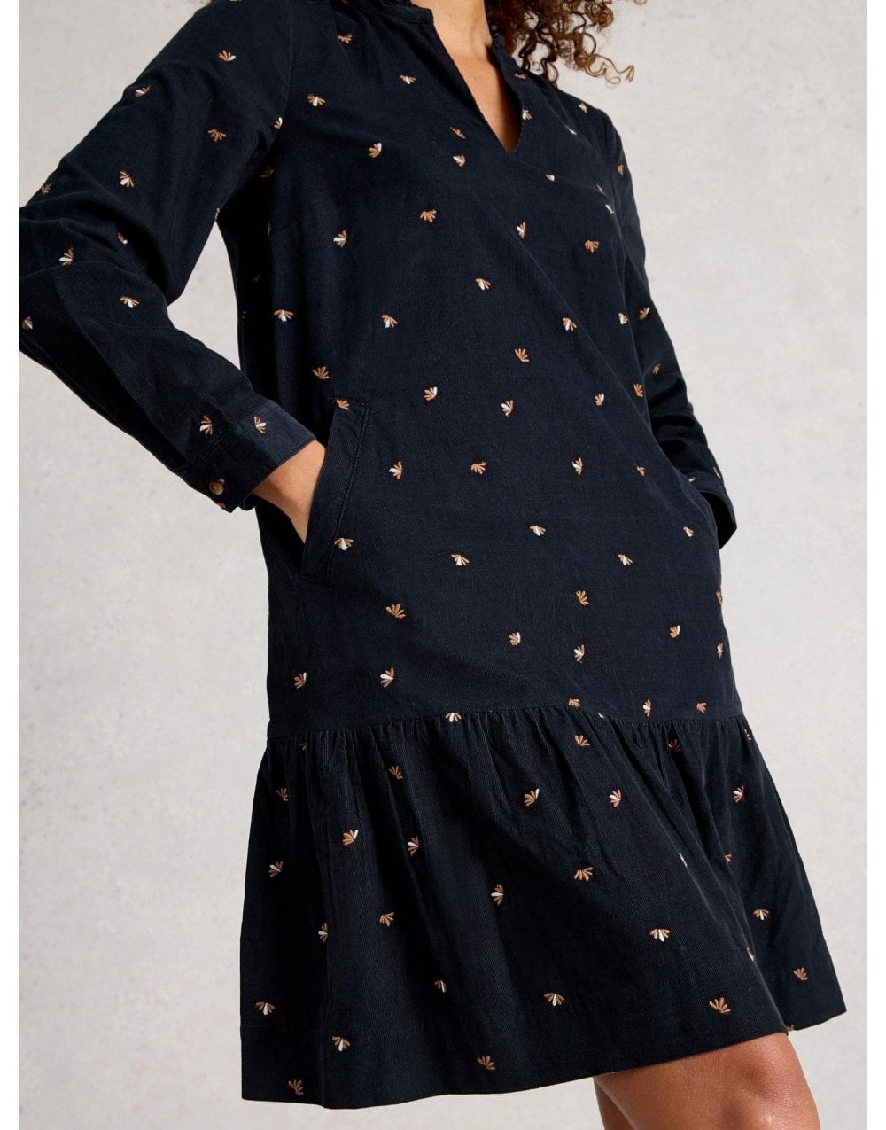 Young Ideas/Henmores - Daria Cord Embroidered Dress - Black Multi - 8