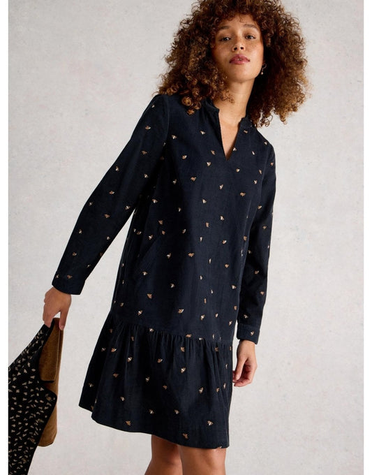 Young Ideas/Henmores - Daria Cord Embroidered Dress - Black Multi - 8