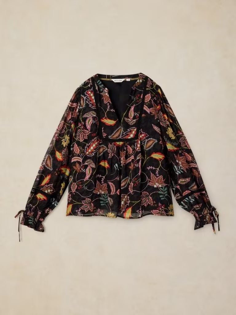 Young Ideas & Henmores -Eleanor Poet Top -Black Multi -8
