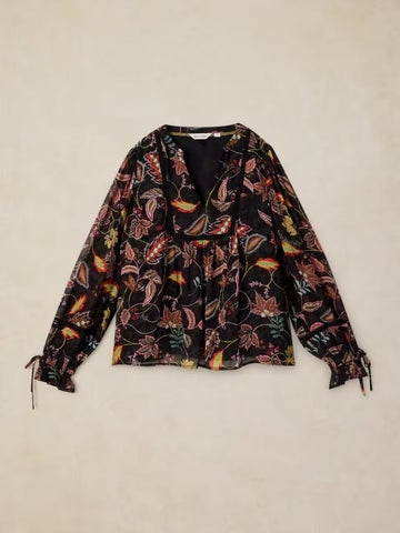 Young Ideas & Henmores -Eleanor Poet Top -Black Multi -8
