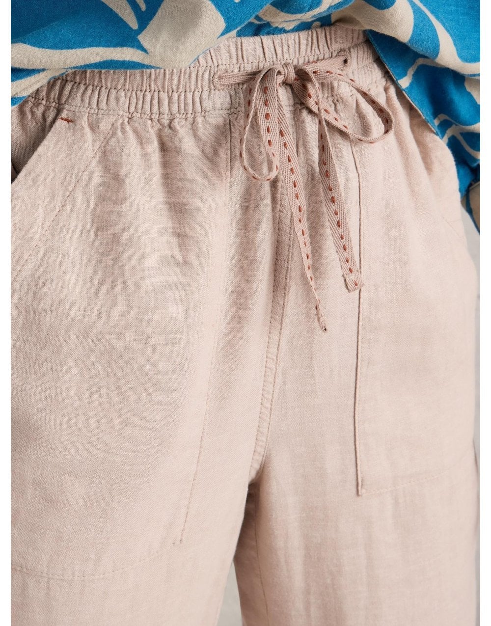 Young Ideas/Henmores - Elle Linen Blend Trouser - Blue Multi - 10/R