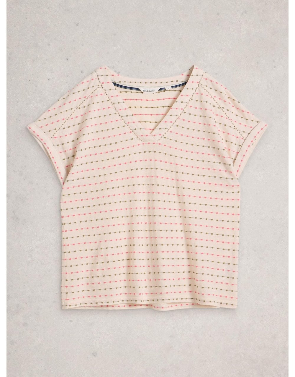 Young Ideas/Henmores - Embroidered Stripe T-Shirt - Ivory Multi - 8