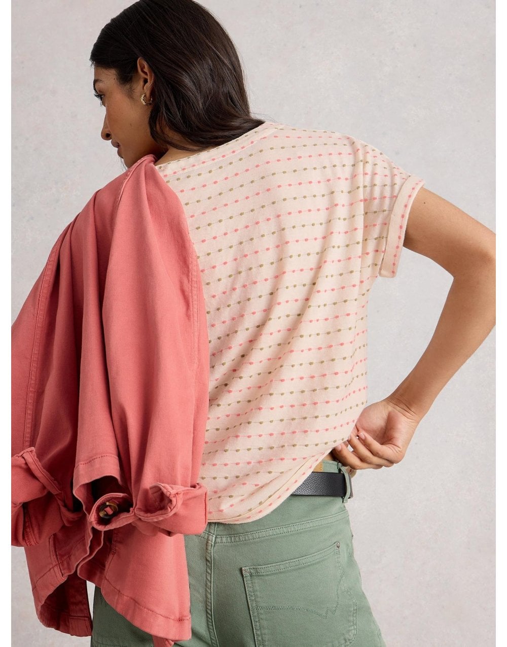 Young Ideas/Henmores - Embroidered Stripe T-Shirt - Ivory Multi - 8