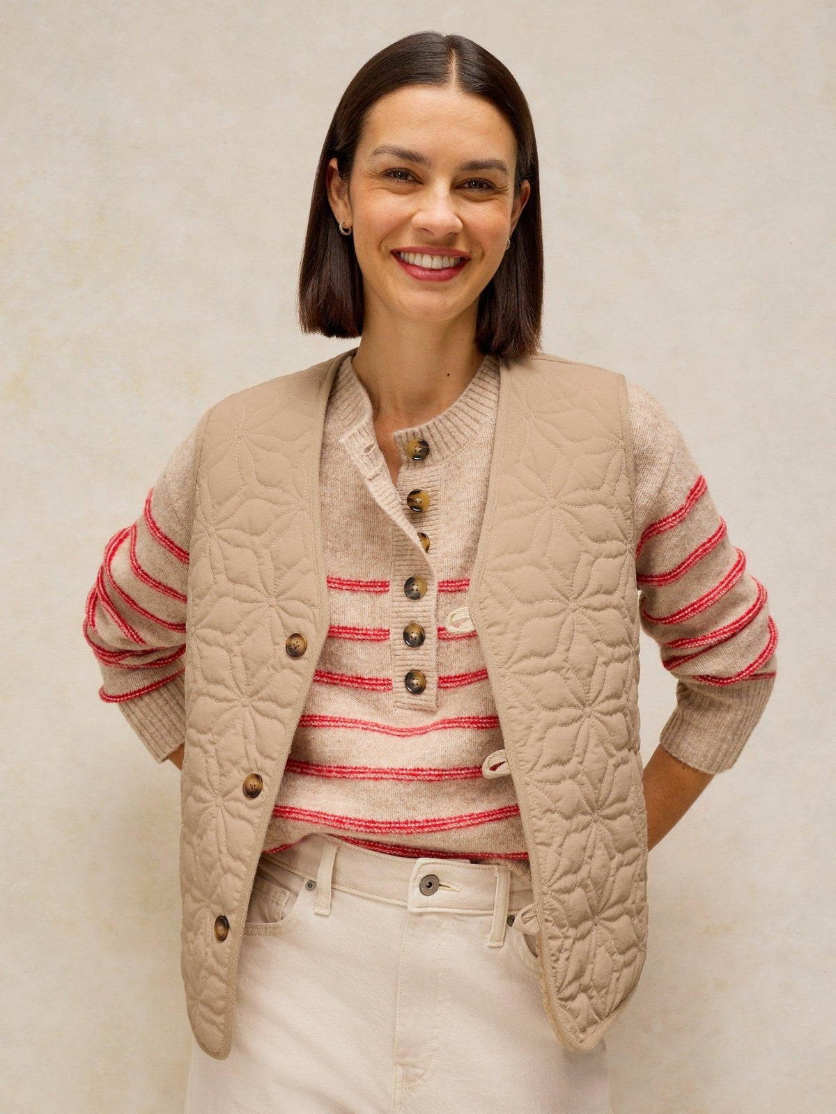 Young Ideas & Henmores -Emery Reversible Gilet -Light Natural -8