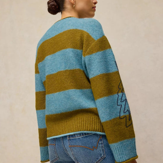 Young Ideas & Henmores -Emma Embr Stripe Jumper -Blue Multi -8