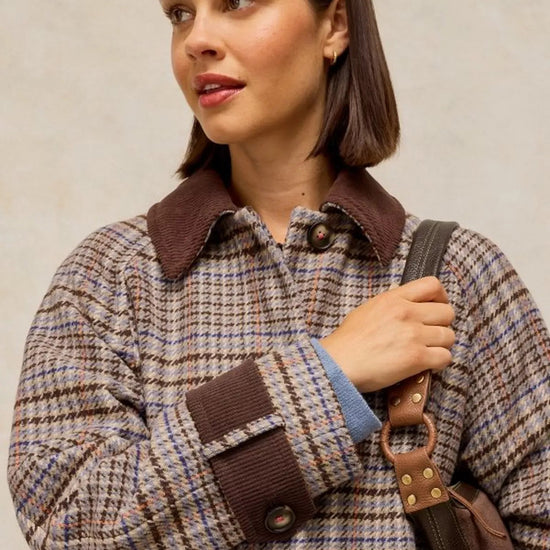 Young Ideas & Henmores -Emmeline Check Coat -Tan Multi -8