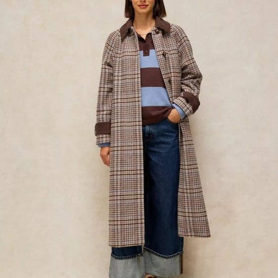 Young Ideas & Henmores -Emmeline Check Coat -Tan Multi -8