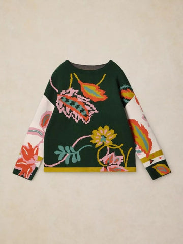 Young Ideas & Henmores -Fabia Floral Jumper -Green Multi -8