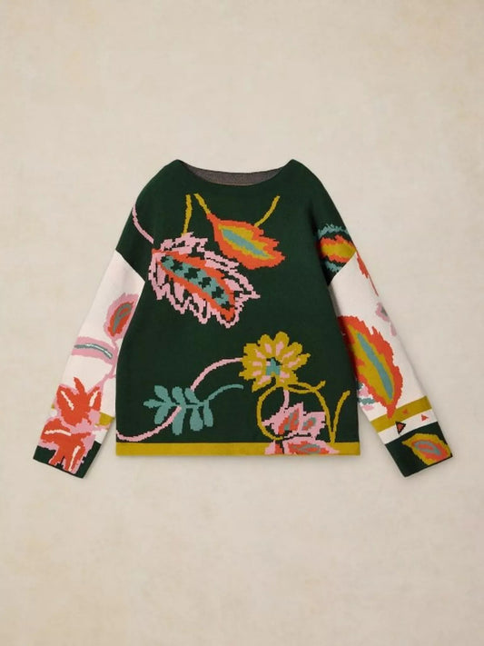 Young Ideas & Henmores -Fabia Floral Jumper -Green Multi -8