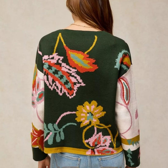 Young Ideas & Henmores -Fabia Floral Jumper -Green Multi -8