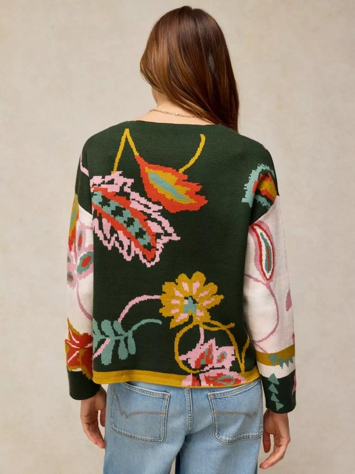 Young Ideas & Henmores -Fabia Floral Jumper -Green Multi -8