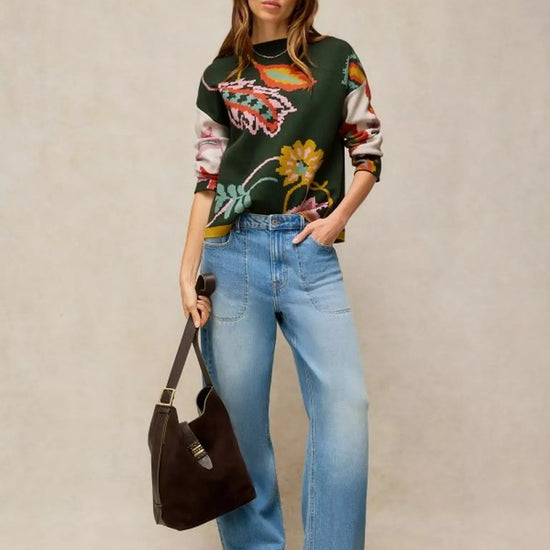 Young Ideas & Henmores -Fabia Floral Jumper -Green Multi -8