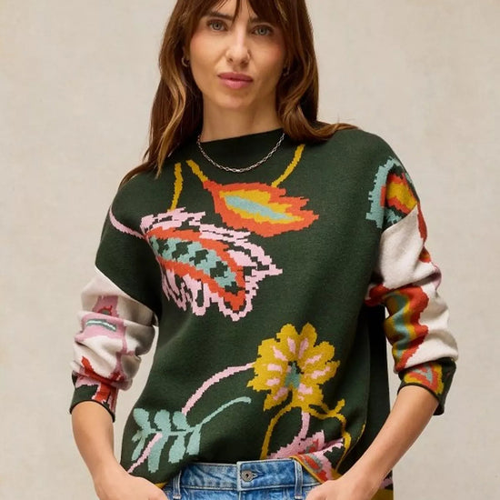 Young Ideas & Henmores -Fabia Floral Jumper -Green Multi -8