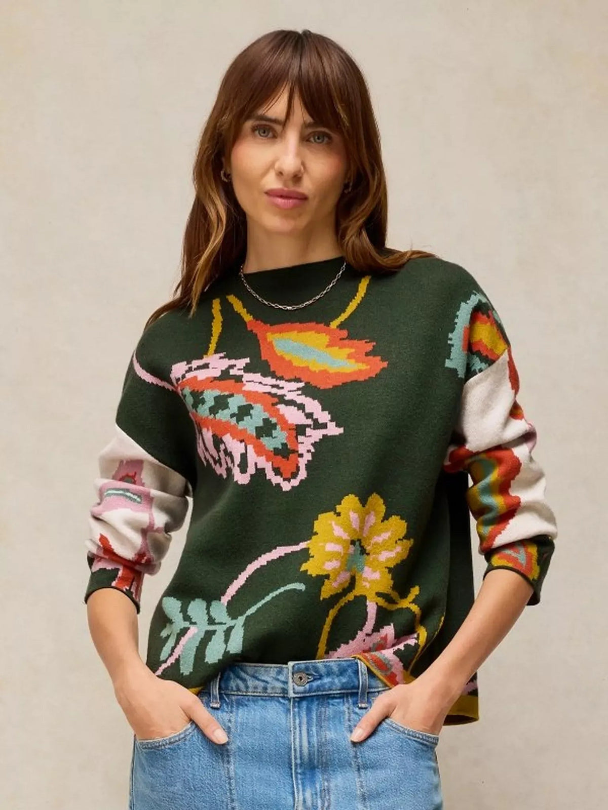 Young Ideas & Henmores -Fabia Floral Jumper -Green Multi -8