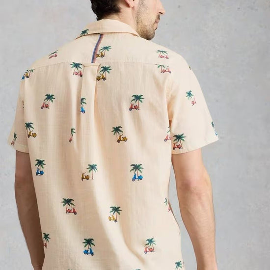 Young Ideas & Henmores - Finsbury Moped Print Shirt - Natural - M