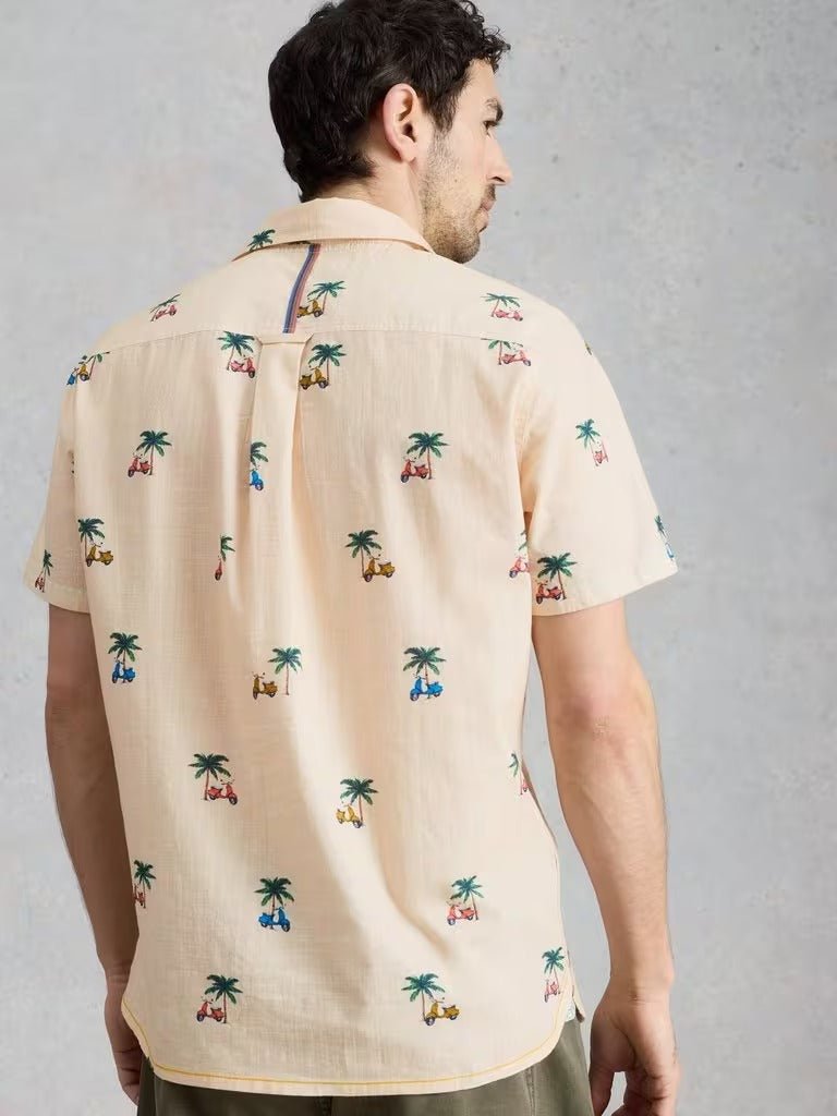 Young Ideas & Henmores - Finsbury Moped Print Shirt - Natural - M