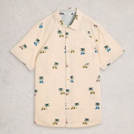 Young Ideas & Henmores - Finsbury Moped Print Shirt - Natural - M