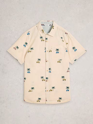 Young Ideas & Henmores - Finsbury Moped Print Shirt - Natural - M