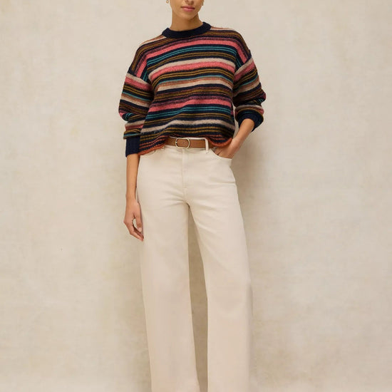 Young Ideas & Henmores -Florence Stripe Jumper -Navy Multi -8