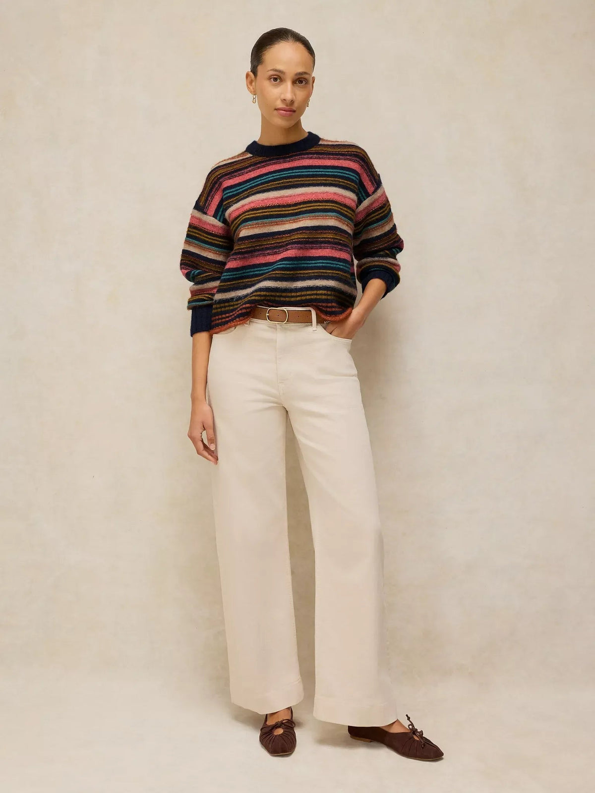 Young Ideas & Henmores -Florence Stripe Jumper -Navy Multi -8
