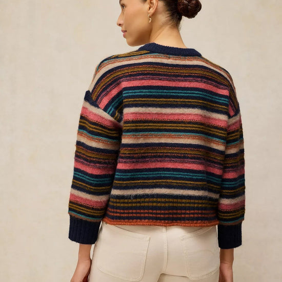 Young Ideas & Henmores -Florence Stripe Jumper -Navy Multi -8