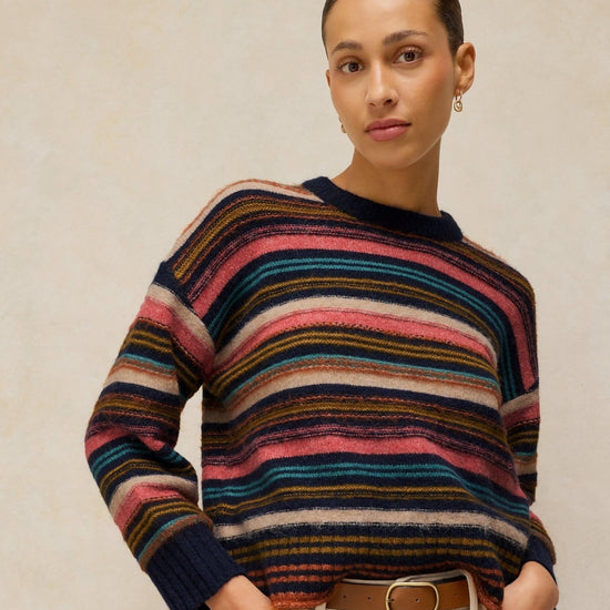 Young Ideas & Henmores -Florence Stripe Jumper -Navy Multi -8
