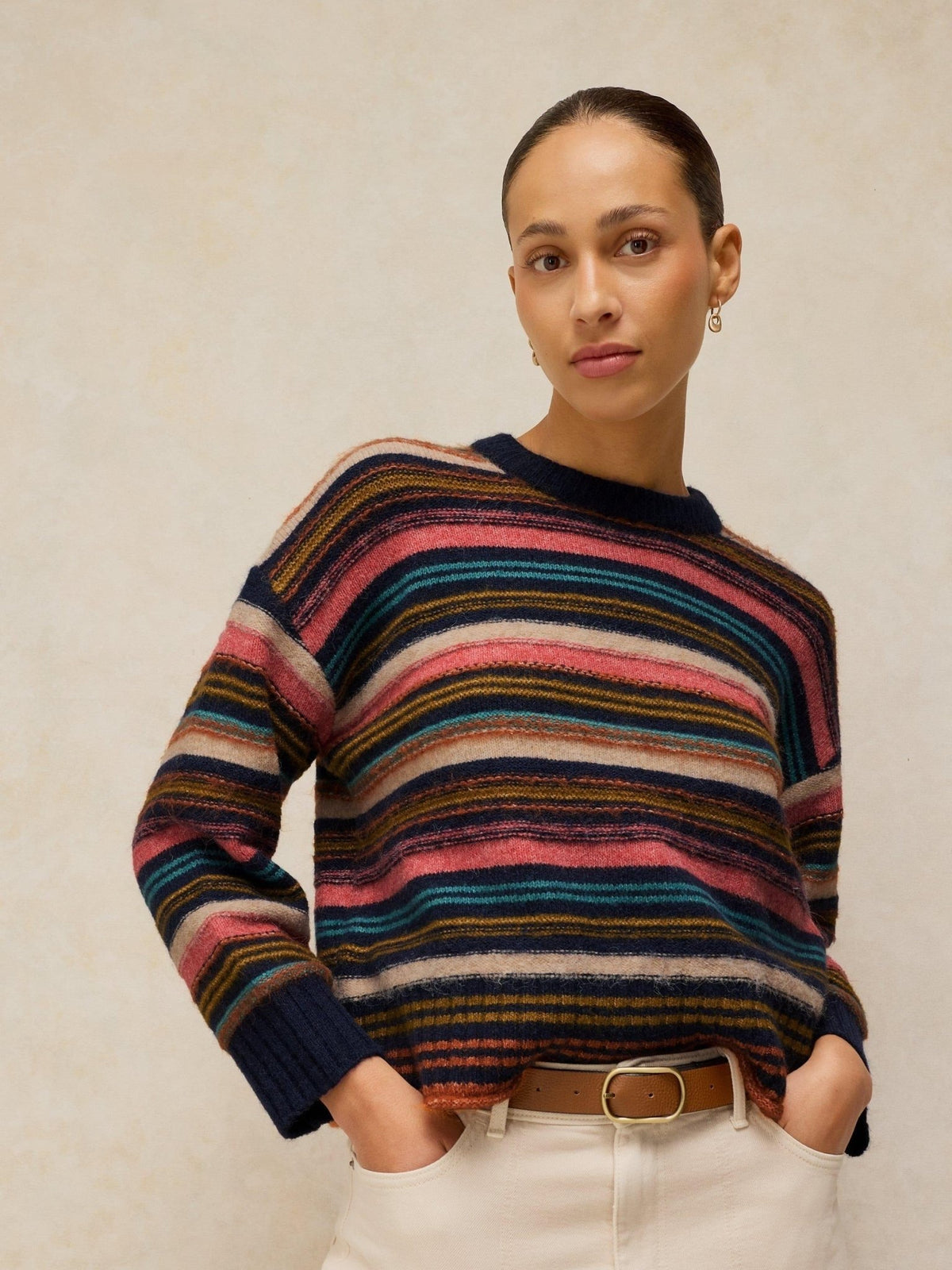 Young Ideas & Henmores -Florence Stripe Jumper -Navy Multi -8