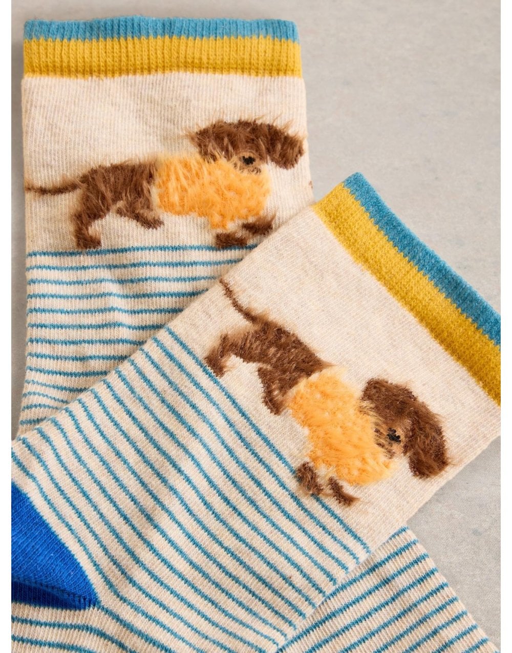 Young Ideas/Henmores - Fluffy Sausage Dog Ankle Sock - Natural Multi - 3 - 5