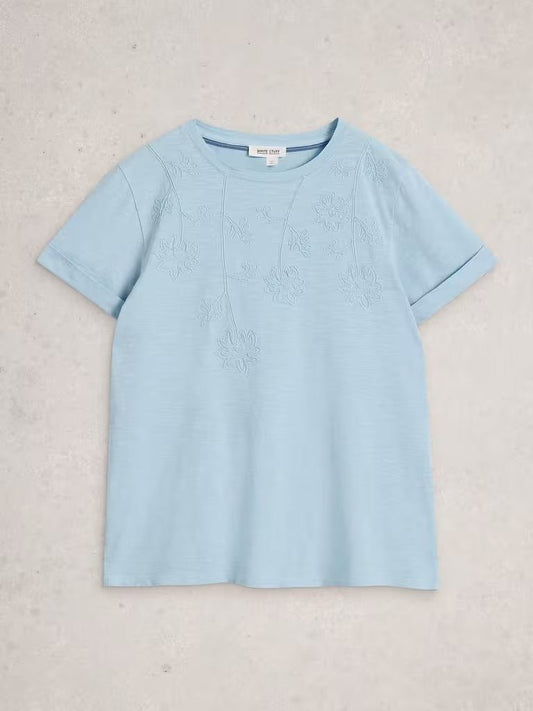 Young Ideas & Henmores - Gina Embroidered T-Shirt - Mid Blue - 8