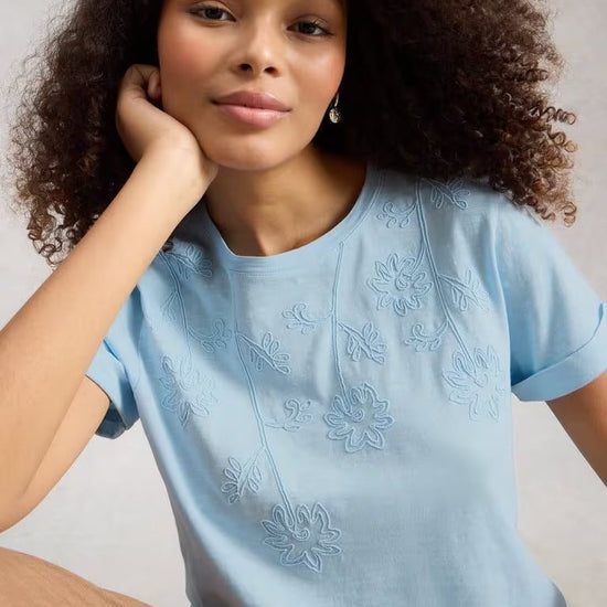 Young Ideas & Henmores - Gina Embroidered T-Shirt - Mid Blue - 8