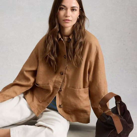 Young Ideas & Henmores - Isabel Linen Jacket - Mid Tan - 8